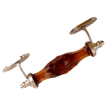 Amber Cut Glass Silver Big Dresser Handle